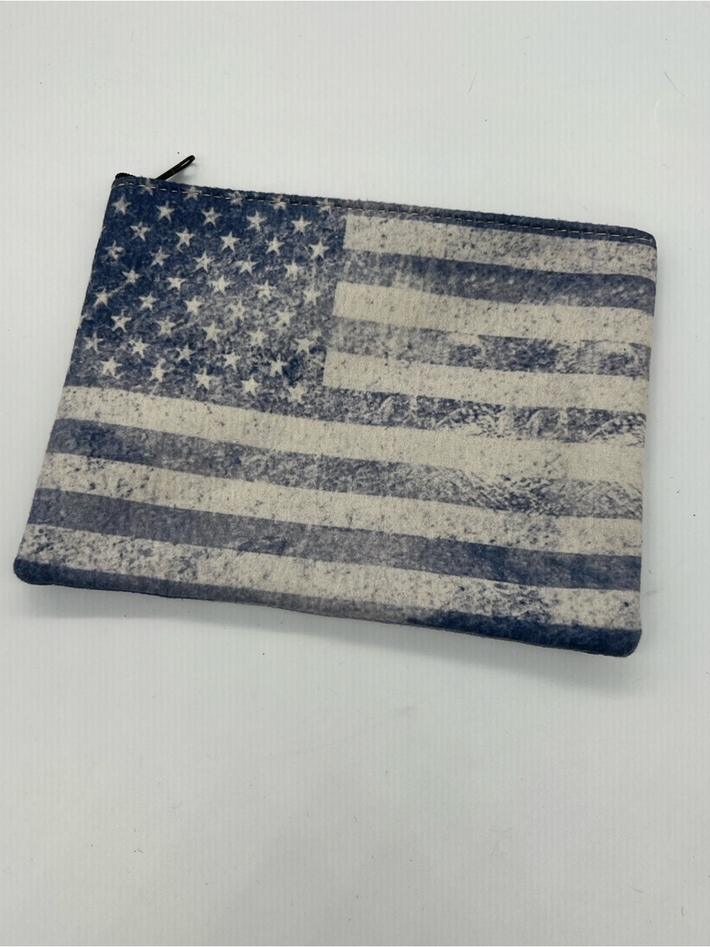 Canvas American Flag Zip Pouch - Blue & White